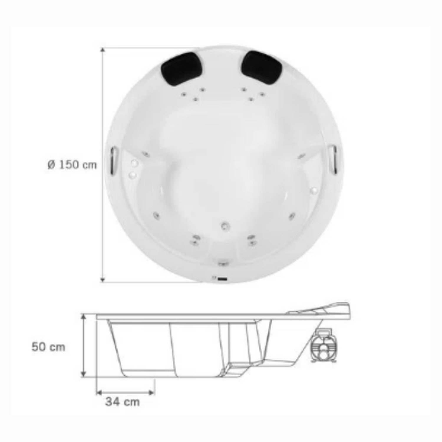 Banheira de Hidromassagem Firenze em Gel Coat Gran Luxo com Aquecedor 150cm - Volume Ideal 225 Litro - 220V - 3