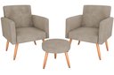 Ver imagem 2 de Kit 2 Poltronas + Puff Dallas Suede Bege B251 - Matrix
