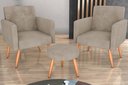 Ver imagem 1 de Kit 2 Poltronas + Puff Dallas Suede Bege B251 - Matrix