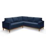 Sofá de Canto Living 5 Lug. Toronto com Base Retro Madeira de Reflorestamento - Veludo Azul - 2