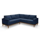 Ver imagem 2 de Sofá de Canto Living 5 Lug. Toronto com Base Retro Madeira de Reflorestamento - Veludo Azul