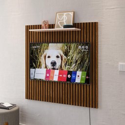 Painel Star Tv 32" Prateleira Superior Inferior Sala Estar Quarto Recepção Ripado/off White - 3