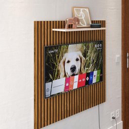Painel Star Tv 32" Prateleira Superior Inferior Sala Estar Quarto Recepção Ripado/off White - 4