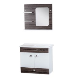 Kit Gabinete com Espelho Pamplona Castanho Corso 40x29x36 - 1