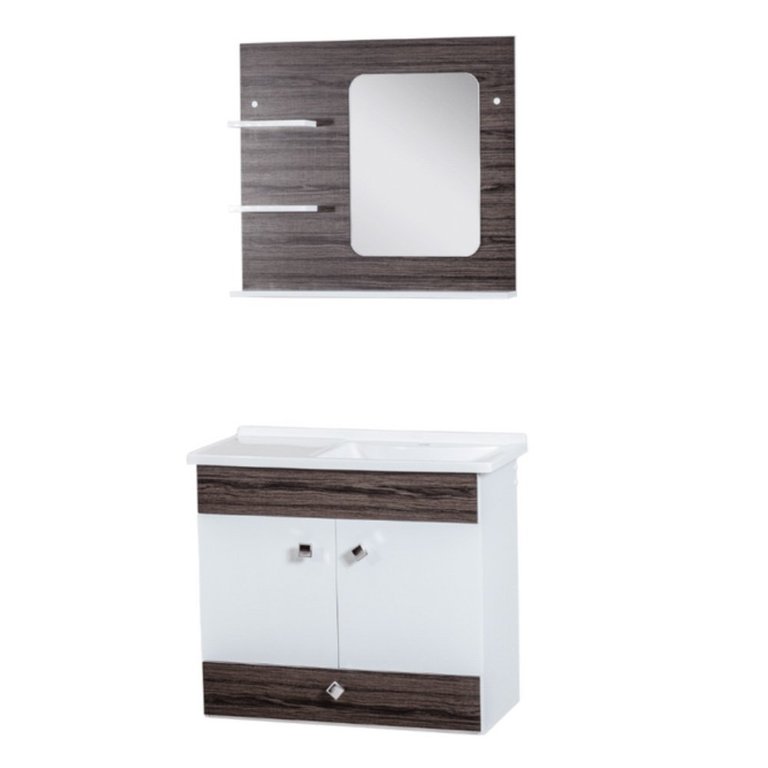 Kit Gabinete com Espelho Pamplona Castanho Corso 40x29x36