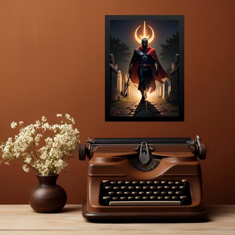 Quadro Umbanda Exu Tiriri 45x34cm - com Vidro:moldura Preta