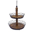 Ver imagem 2 de Bandeja Rococo 2 Camadas em Madeira com Ferro Marrom 51,5cm