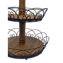 Ver imagem 3 de Bandeja Rococo 2 Camadas em Madeira com Ferro Marrom 51,5cm