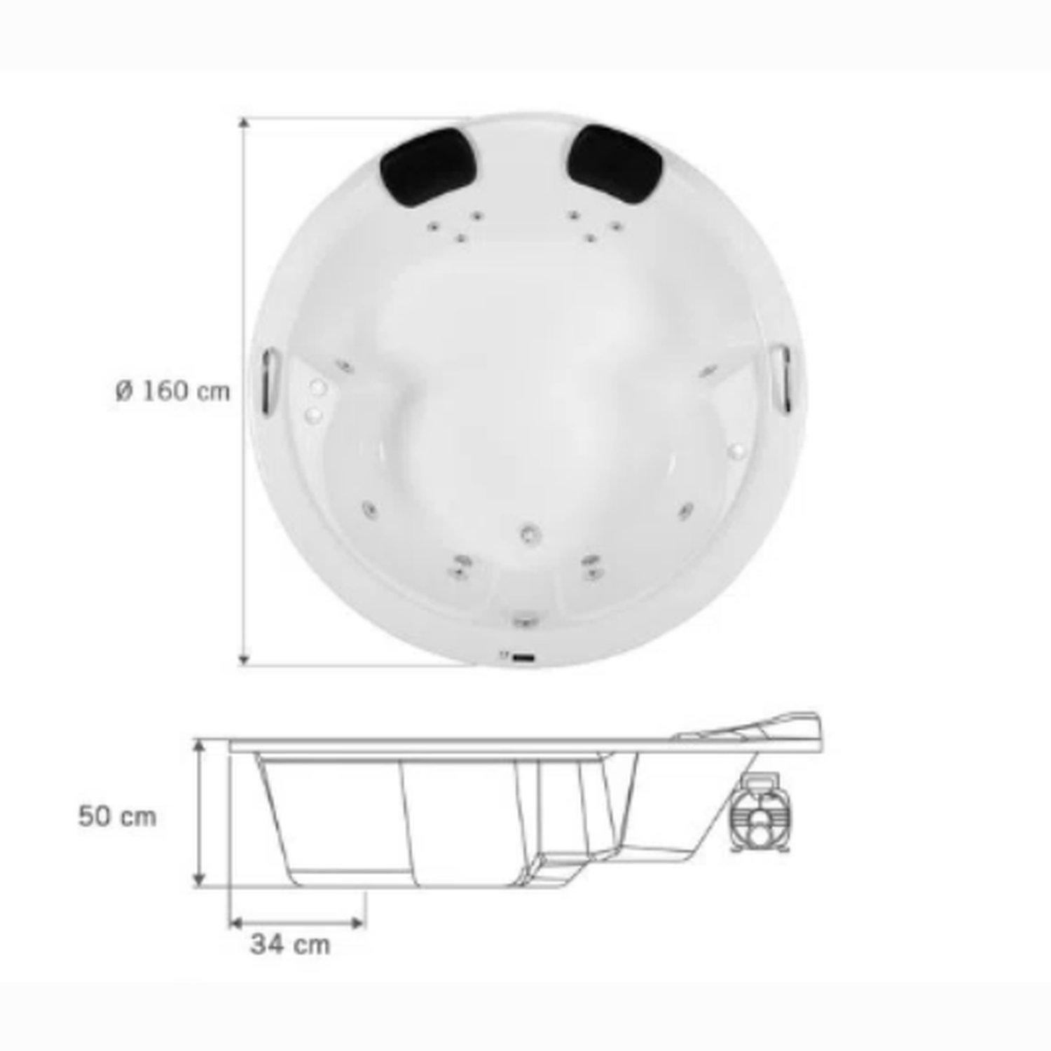 Banheira de Hidromassagem Firenze em Gel Coat Gran Luxo com Aquecedor 160cm - Volume Ideal 230 Litro - 220V - 3