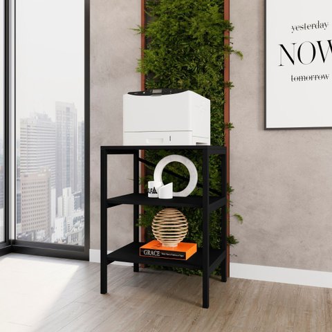 Estante Industrial Multiuso com 3 Prateleiras Aço e Mdp Preta