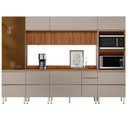 Ver imagem 1 de Cozinha Modulada Proença 6 Peças com Cristaleira e Aéreo 120cm Ripado Nogueira Touch/nude Prime