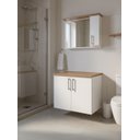 Ver imagem 1 de Gabinete para Banheiro com Espelheira 80cm MDF Freijo com Branco Paris - On Móveis