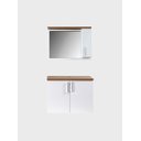 Ver imagem 6 de Gabinete para Banheiro com Espelheira 80cm MDF Freijo com Branco Paris - On Móveis