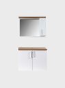 Ver imagem 6 de Gabinete para Banheiro com Espelheira 80cm MDF Freijo com Branco Paris - On Móveis