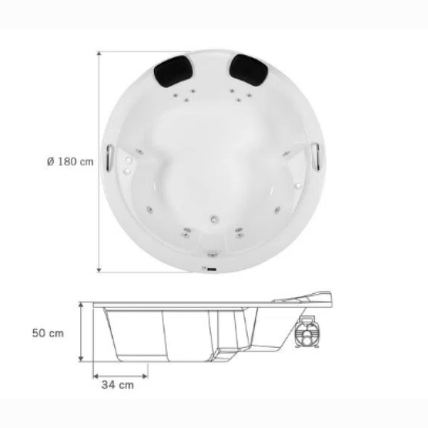 Banheira de Hidromassagem Firenze em Gel Coat Gran Luxo 180cm - sem Aquecedor - Volume Ideal 360 Lit - 110V - 3
