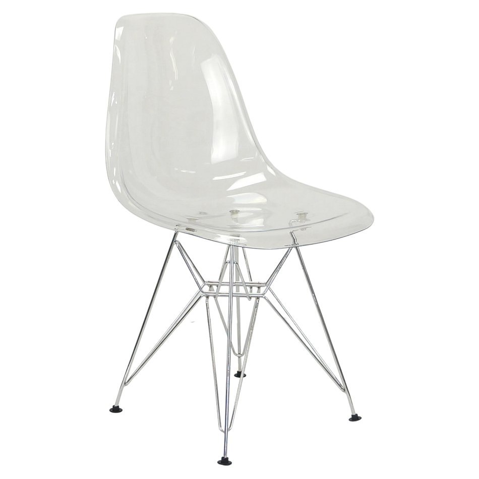 Kit 3 Cadeiras Eames Cristal Transparente Eiffel Base Metal Cromado - 2