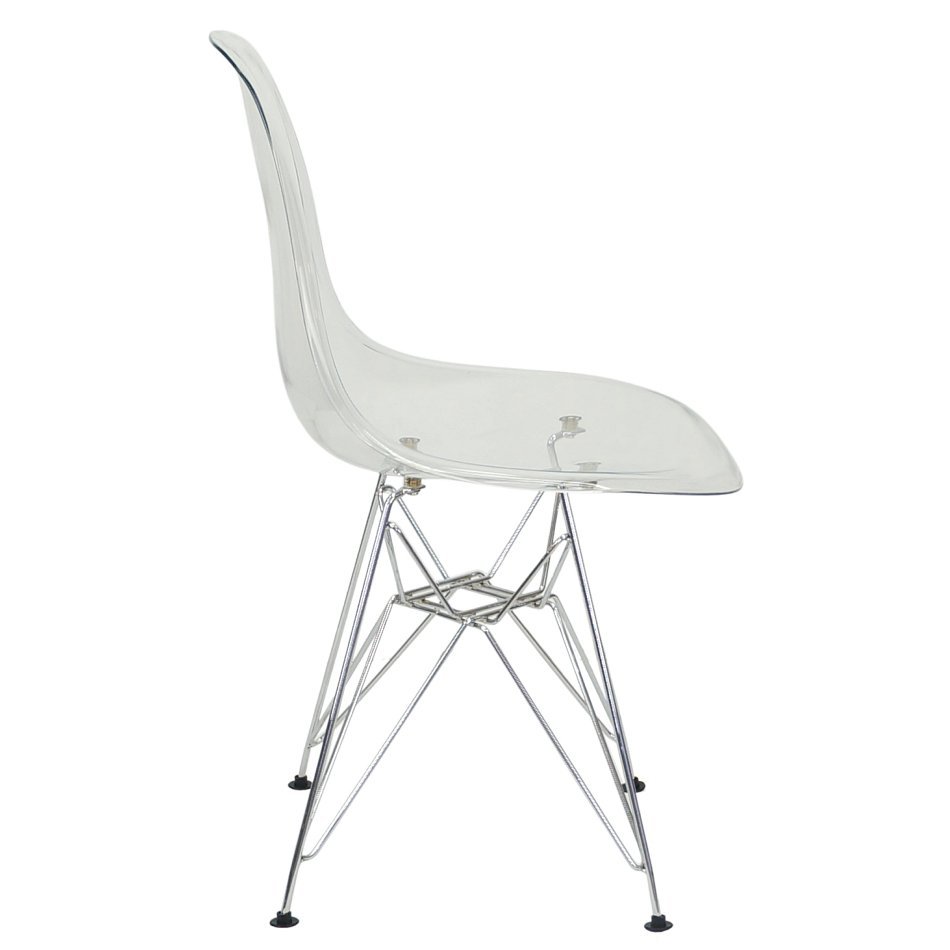 Kit 3 Cadeiras Eames Cristal Transparente Eiffel Base Metal Cromado - 4