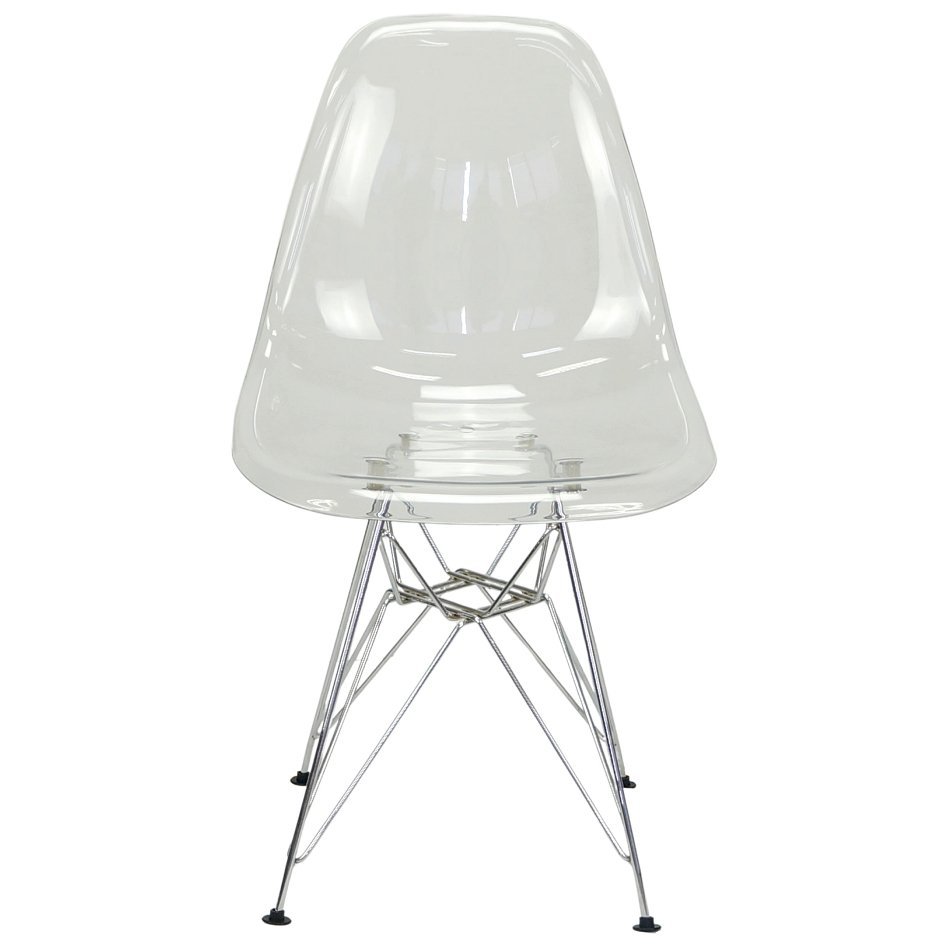 Kit 3 Cadeiras Eames Cristal Transparente Eiffel Base Metal Cromado - 3