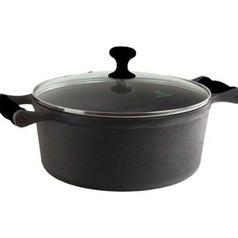 Caçarola de Ferro Alça de Silicone Preto Tampa Vidro 1l 16cm