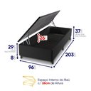 Ver imagem 7 de Conjunto Box Baú Preto Luanda Cinza Espuma D28 Solteiro 96x203x69 - King House
