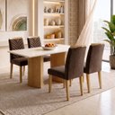 Ver imagem 1 de Conjunto de Mesa de Jantar 4 Lugares Retangular 120x80cm MDF Cinamomo