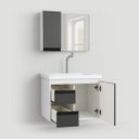 Ver imagem 3 de Gabinete para Banheiro com Armário, Gavetas e Cuba King 58cm Fimap Branco Grafite