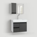 Ver imagem 2 de Gabinete para Banheiro com Armário, Gavetas e Cuba King 58cm Fimap Branco Grafite