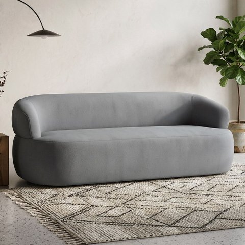 Sofá 2 Lugares Living Orgânico Sala de Estar 140cm Conka F05 Bouclê Cinza - Mpozenato