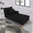 Ver imagem 2 de Divã Chaise Chloe 160 cm Veludo Preto Pés Chanfrado Castanho - D’Rossi