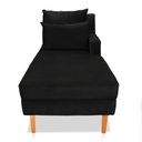 Ver imagem 5 de Divã Chaise Chloe 160 cm Veludo Preto Pés Chanfrado Castanho - D’Rossi