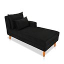 Ver imagem 1 de Divã Chaise Chloe 160 cm Veludo Preto Pés Chanfrado Castanho - D’Rossi