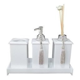 Kit Potes Em Acrílico Para Banheiro 4 Pçs Luxo K15br4 Branco - 1