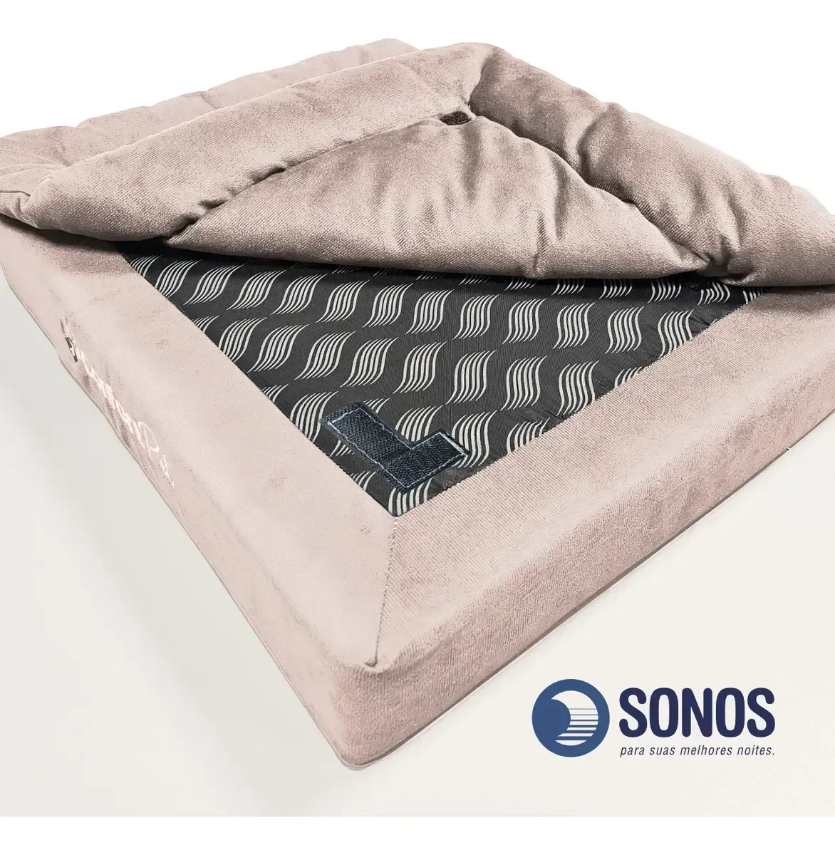 Cama Pequena Confort Pet Sonos com Pillow Removível - Bege - 3