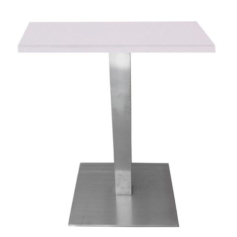 Mesa Alpha Inox 77,50 Cm (altura) com Tampo em Mdp Quadrado 70 Cm Branco