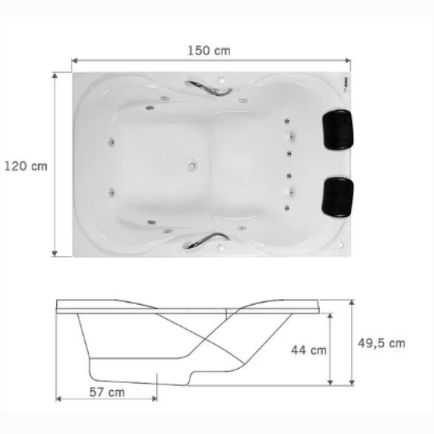 Banheira de Hidromassagem Due Maggiore em Gel Coat Gran Luxo com Aquecedor 150 Cm - Volume Ideal 135 - 110V - 3