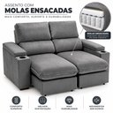 Ver imagem 2 de Sofá 2 Lugares 1,70m Retrátil e Reclinável Malibu Bom Pastor Chumbo Veludo Luxo