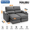 Ver imagem 3 de Sofá 2 Lugares 1,70m Retrátil e Reclinável Malibu Bom Pastor Chumbo Veludo Luxo