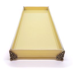 Bandeja Lavabo Sala Caixa em Vidro Palha Brilhante 25x10cm - 3