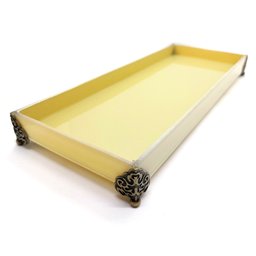 Bandeja Lavabo Sala Caixa em Vidro Palha Brilhante 25x10cm - 1