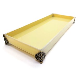 Bandeja Lavabo Sala Caixa em Vidro Palha Brilhante 25x10cm