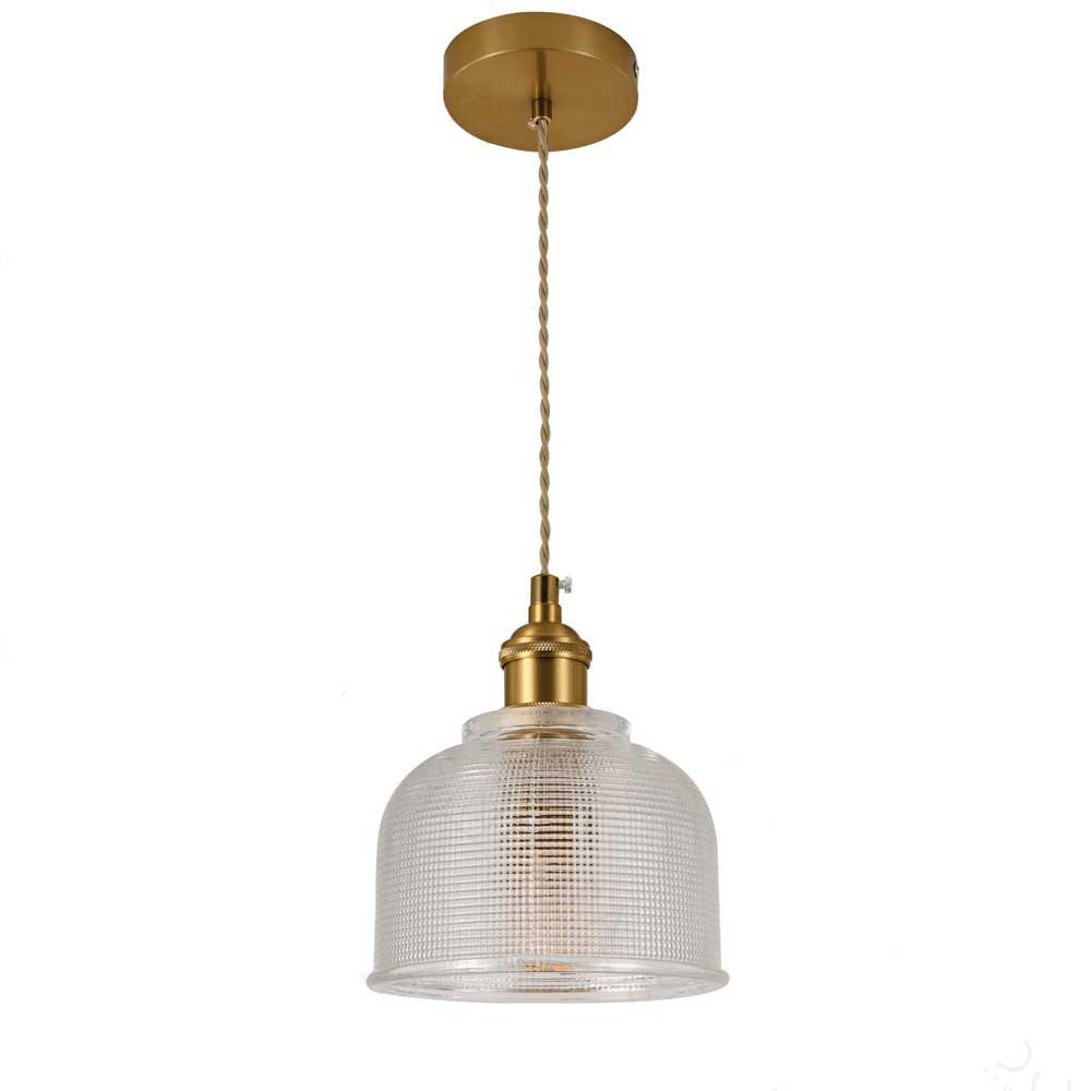 Pendente Dourado com Vidro Transparente 14cm 1E27 PARIS LUZ