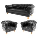 Ver imagem 2 de Um Sofá 1,80cm + Duas Poltronas Chesterfield Elisabeth - Corano Preto