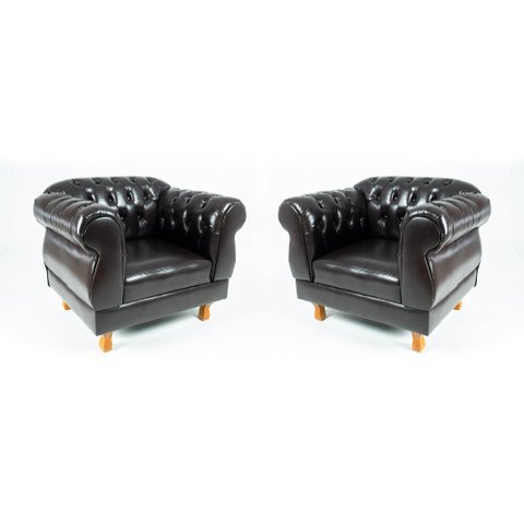 Um Sofá 1,80cm + Duas Poltronas Chesterfield Elisabeth - Corano Preto