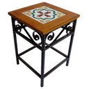 Ver imagem 1 de Banco de Ferro e Madeira Rústico com Ladrilho Hidráulico Azulejo Ladrilho E1