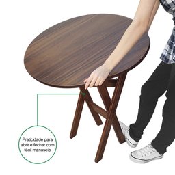Mesa Dobrável de Madeira Redonda 90cm Imbuia - 4