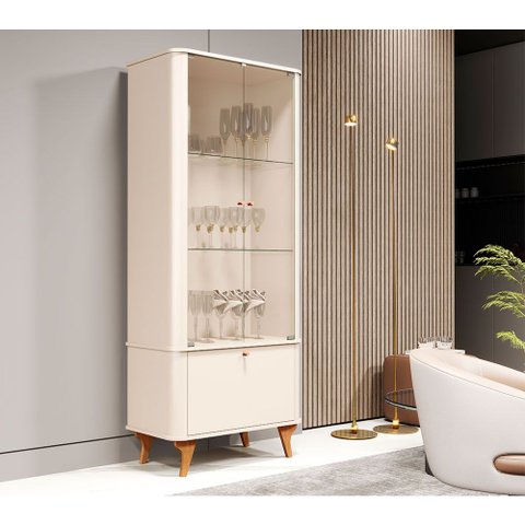 Cristaleira Louceira Sala de Jantar com Vidro Arumã MDF Design Moderno