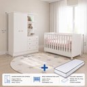 Ver imagem 6 de Kit Quarto de Bebê Doce Sonho com Berço Mini Cama Guarda Roupa com Cômoda e Colchão D18 130x70 Movel