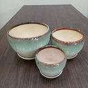 Ver mais imagens de Cachepô Vaso Planta Decorativo Cerâmica Azul 3 Peças