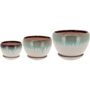 Ver imagem 1 de Cachepô Vaso Planta Decorativo Cerâmica Azul 3 Peças