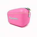 Ver imagem 2 de Bolsa Térmica Cooler Retrô com Alça em Couro 12 Litros - Rosa Chiclete Alça Verde